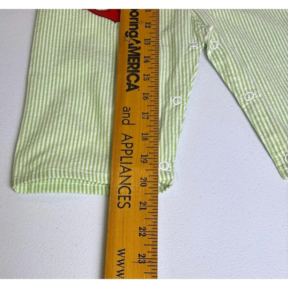 Penney's Seersucker Overalls Kids‎ Size 18M Green White Vintage Anchor Nautical